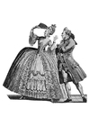 malvorlage Kleidung am französischen Hof 1778
