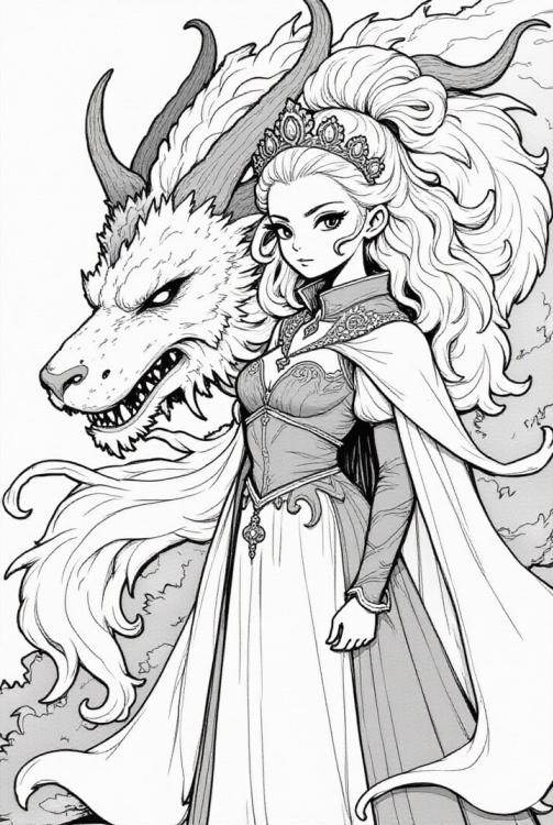 Kriegerprinzessin mit ihrem Drachen