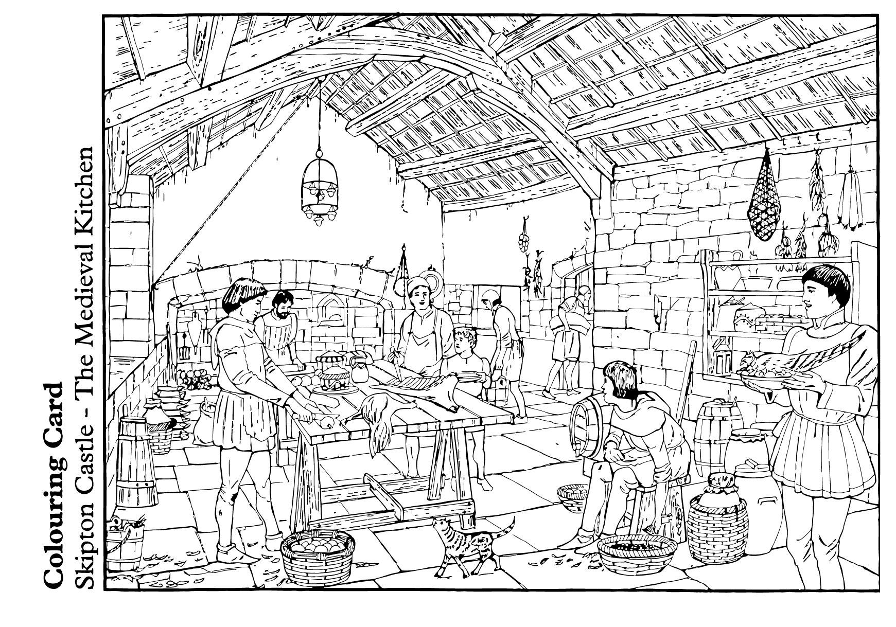 Malvorlage Küche im Mittelalter | Ausmalbild 14893.