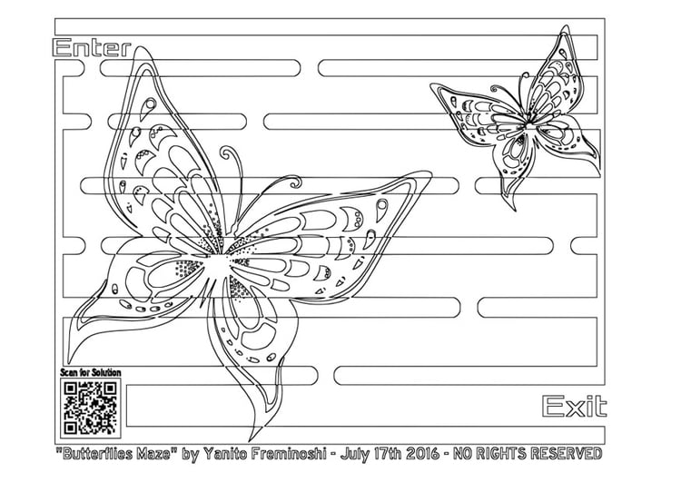 Malvorlage  Labyrinth - Schmetterling