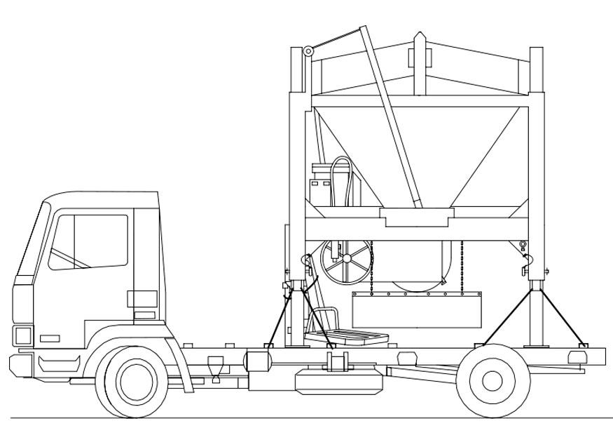 Malvorlage  Lastwagen - Sandmixer