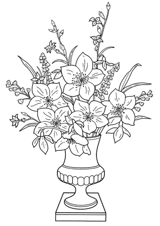 Malvorlage  Lilien in der Vase