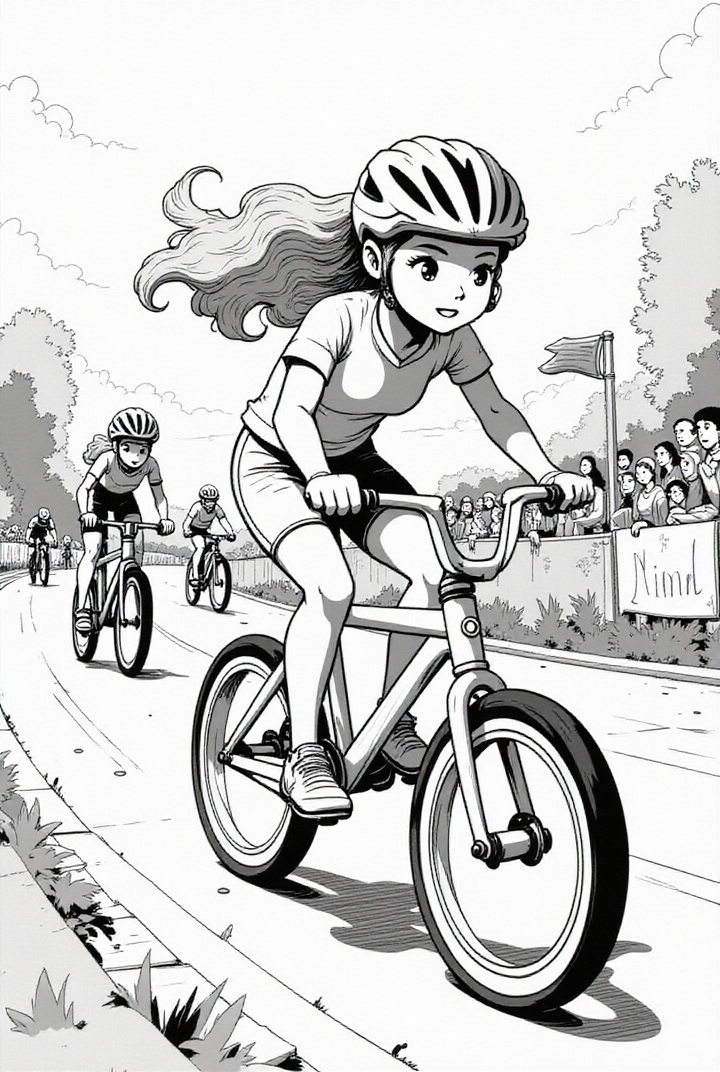 Mädchen beim Radrennen 