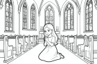 Mädchen betet in der Kirche