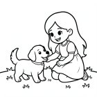 Mädchen spielt mit Hund