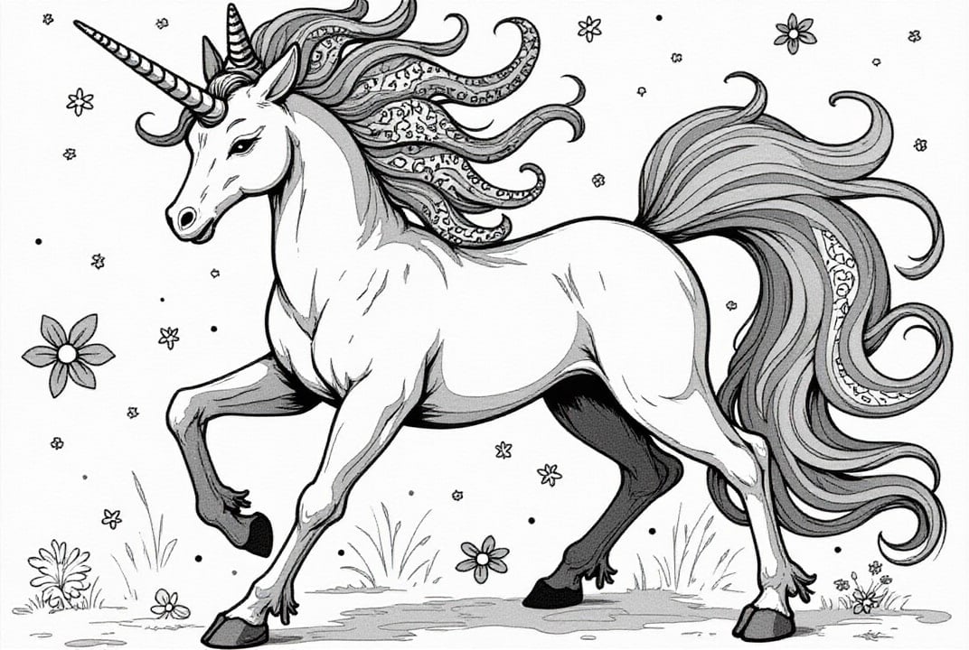 magisches Einhorn auf der Wiese