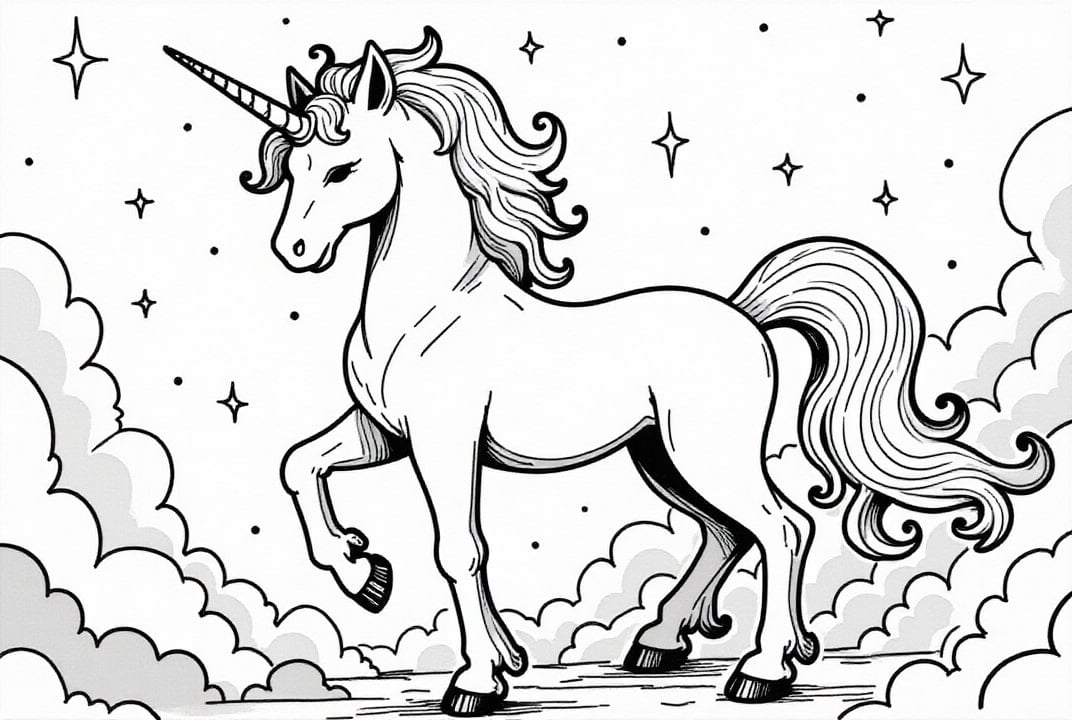 Malvorlage  magisches Einhorn