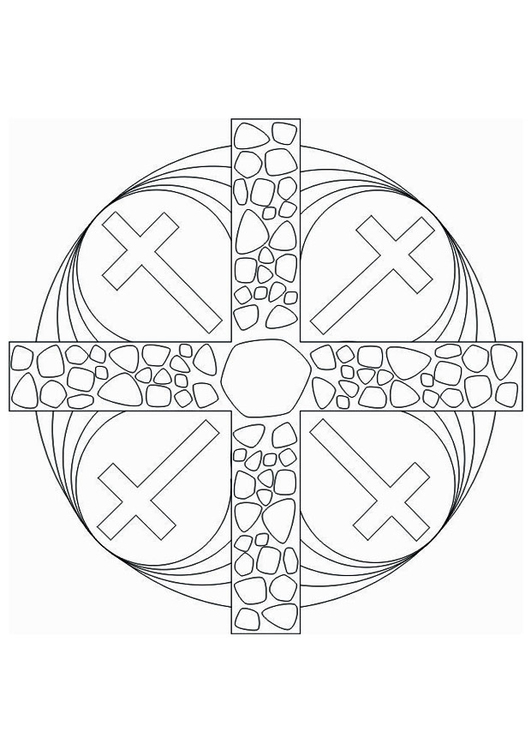 Malvorlage  Mandala Kreuz