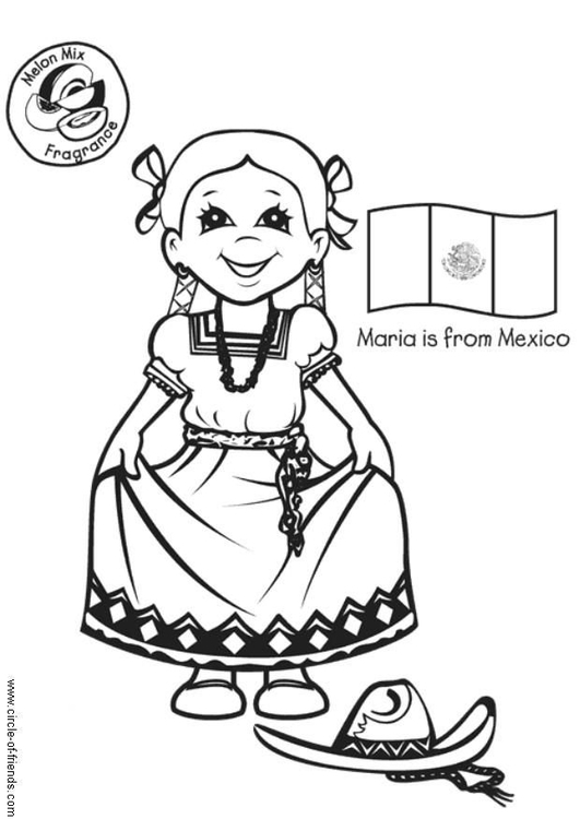 Malvorlage  Maria aus Mexiko