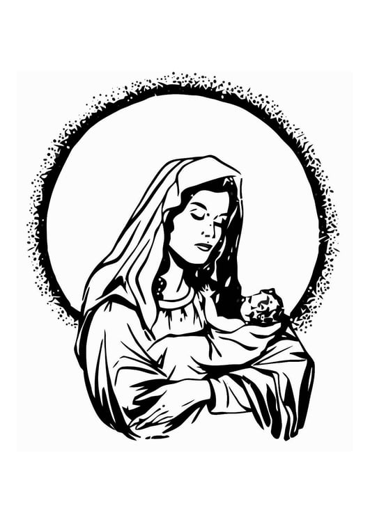 Malvorlage  Maria und Jesus