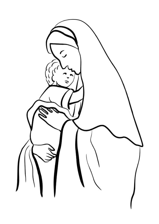 Malvorlage  Maria und Jesus