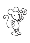 Malvorlagen Maus mit blume