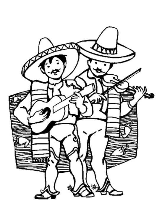 Malvorlage  Mexikanische Musikanten