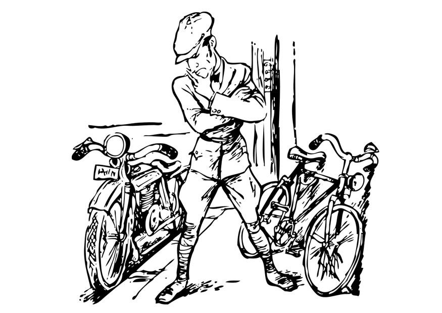 Malvorlage  Motoorrad und Fahrrad