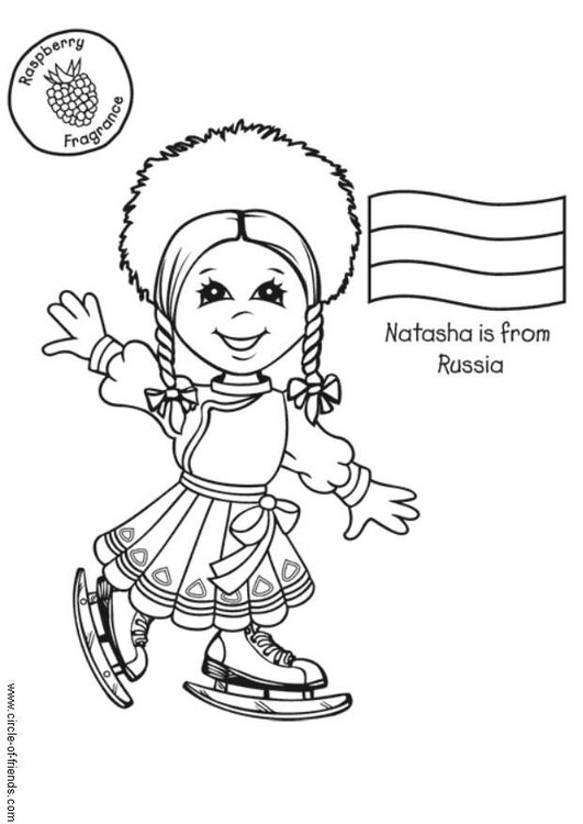 Malvorlage  Natascha mit russischer Fahne