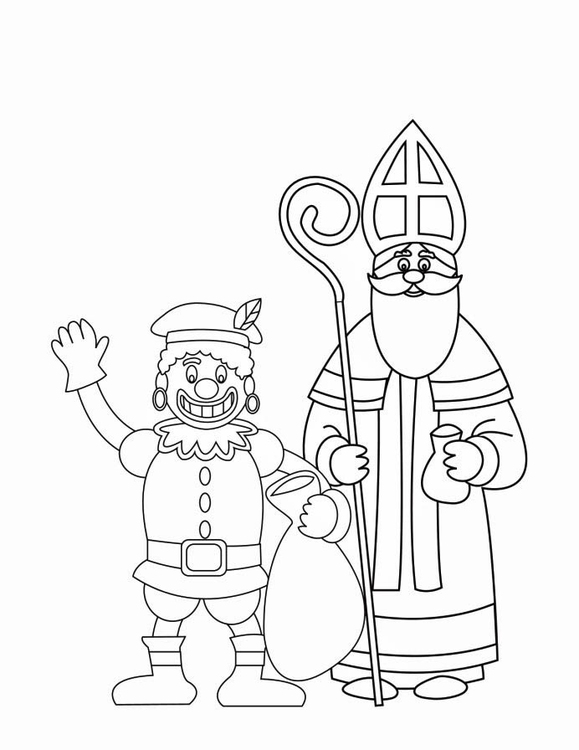 Malvorlage  Nikolaus und schwarzer Peter