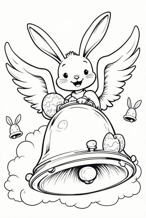 Osterhase fliegt auf der Uhr