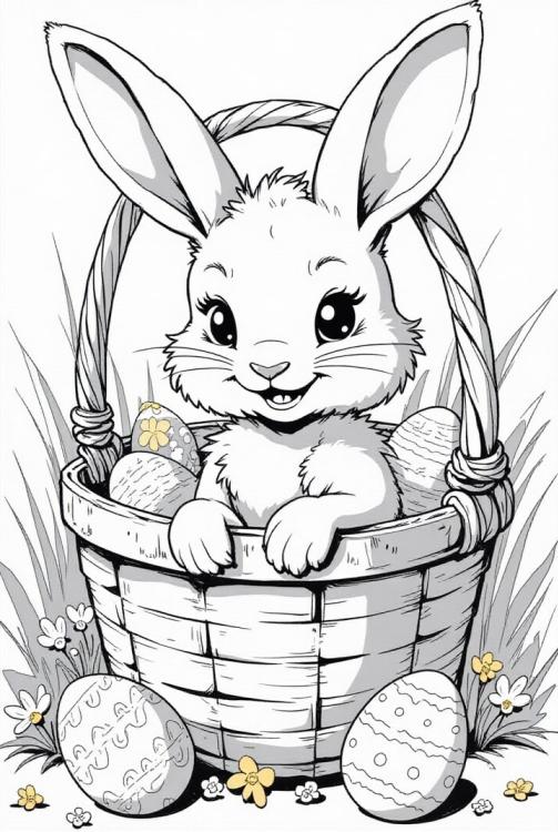 Osterhase im Osterkorb