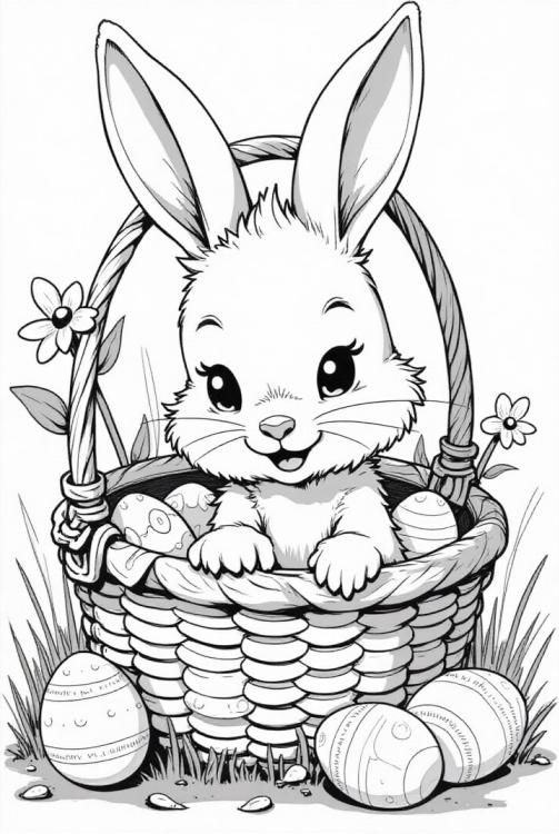 Osterhase im Osterkorb