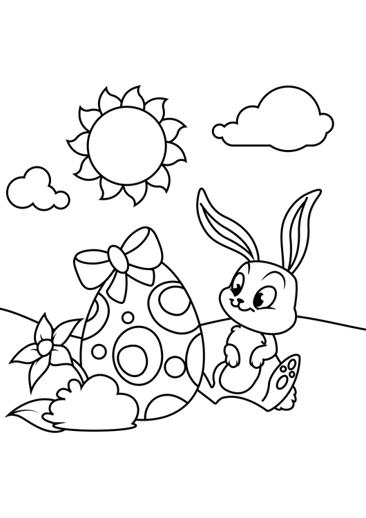 malvorlage osterhase mit osterei im garten  kostenlose