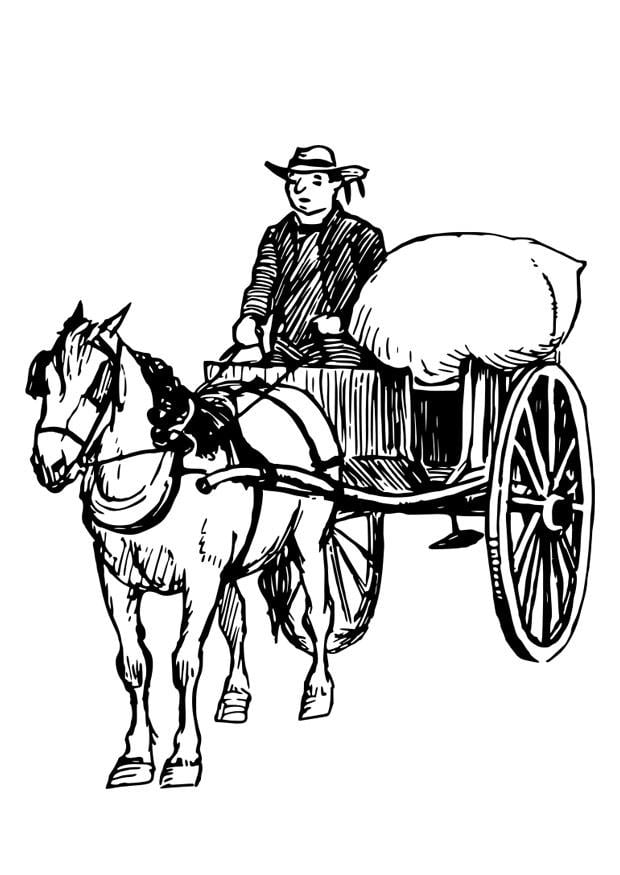 Malvorlage  Pferd und Wagen