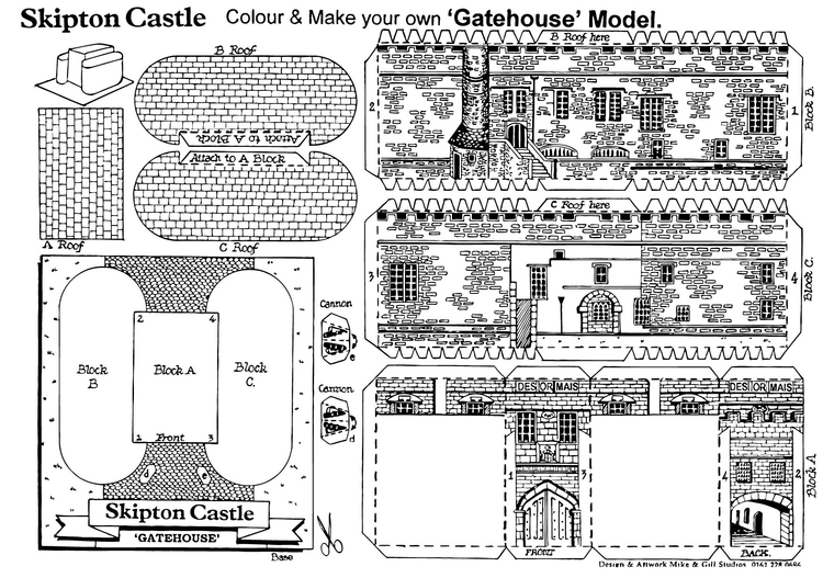 malvorlage pförtnerhaus schloss skipton  kostenlose