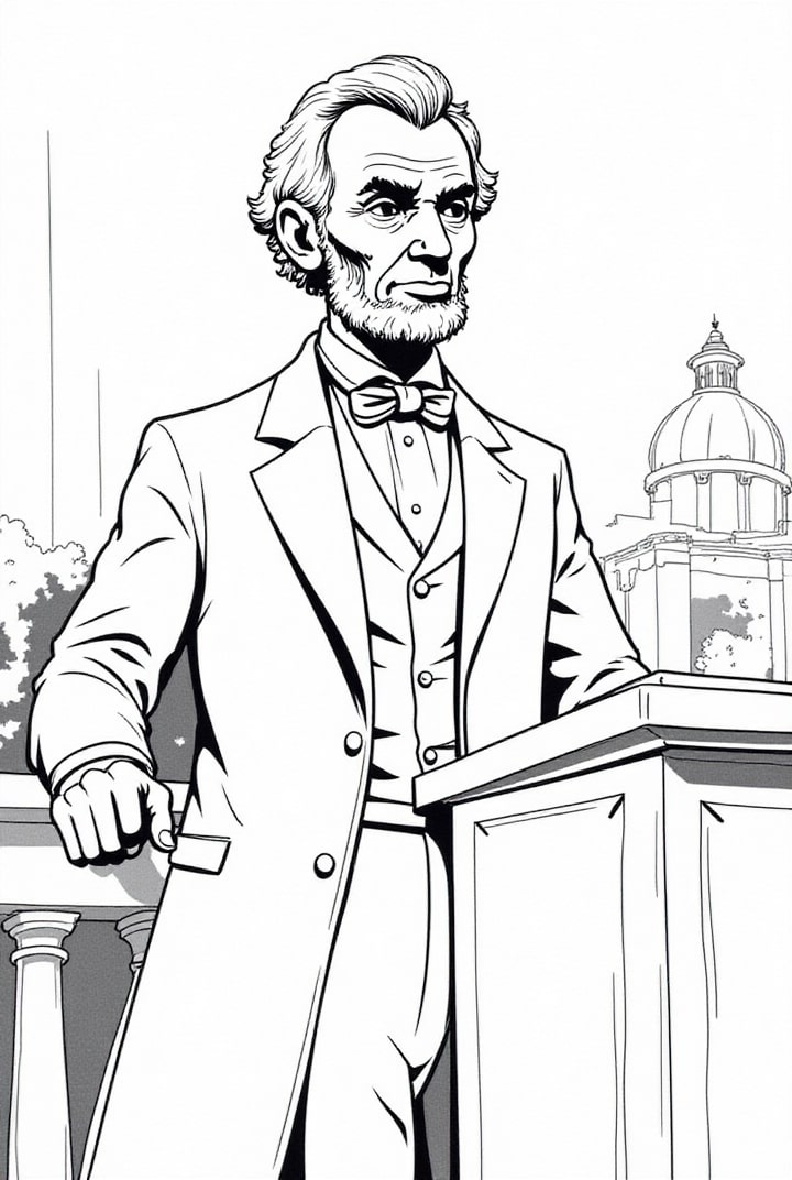 Malvorlage  PrÃ¤sident Abraham Lincoln