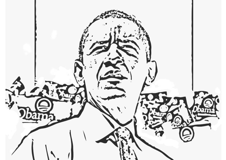 Malvorlage  PrÃ¤sident Barack Obama