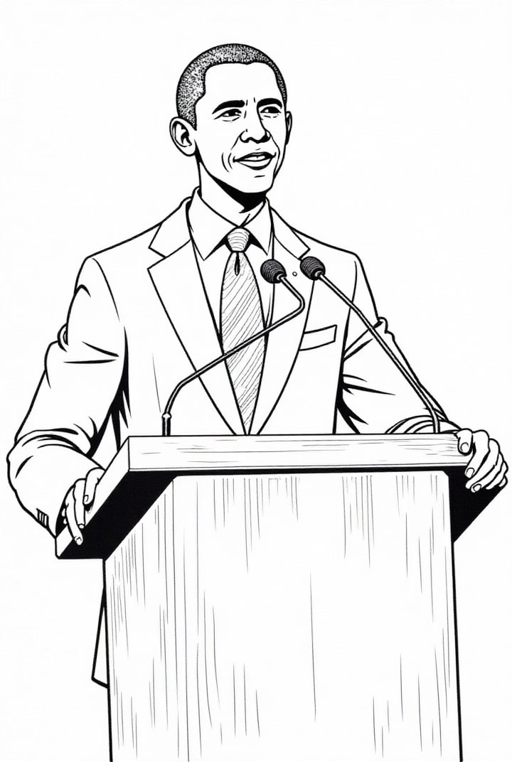 Malvorlage  PrÃ¤sident Barack Obama