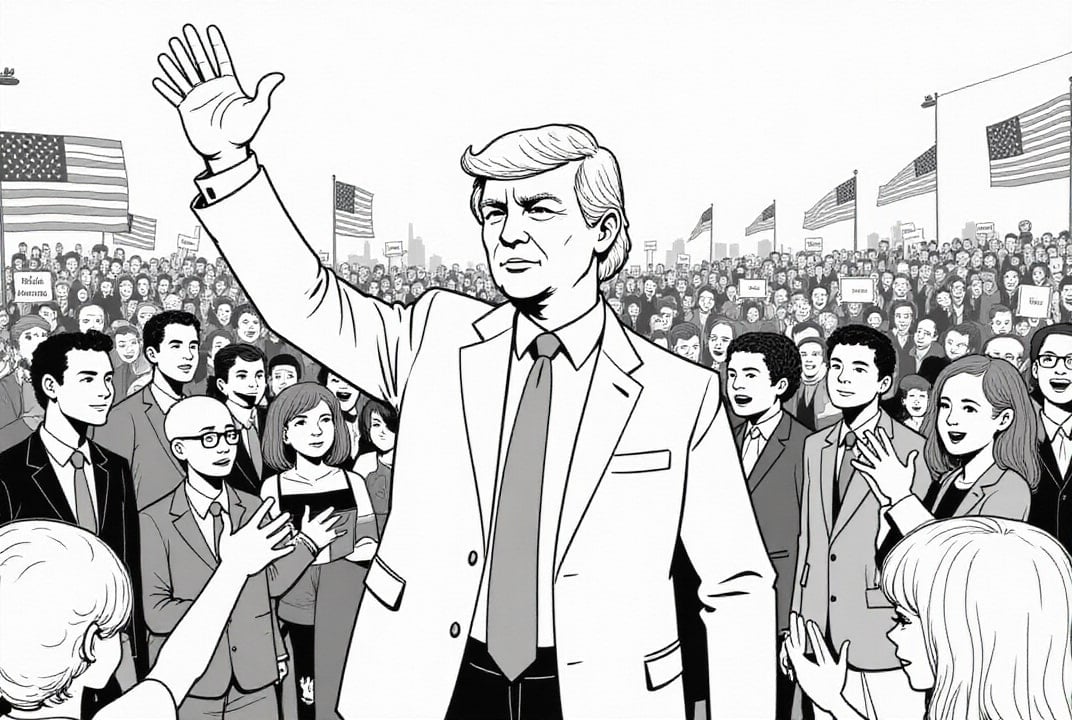 Malvorlage  PrÃ¤sident Donald Trump trifft sich mit AnhÃ¤ngern