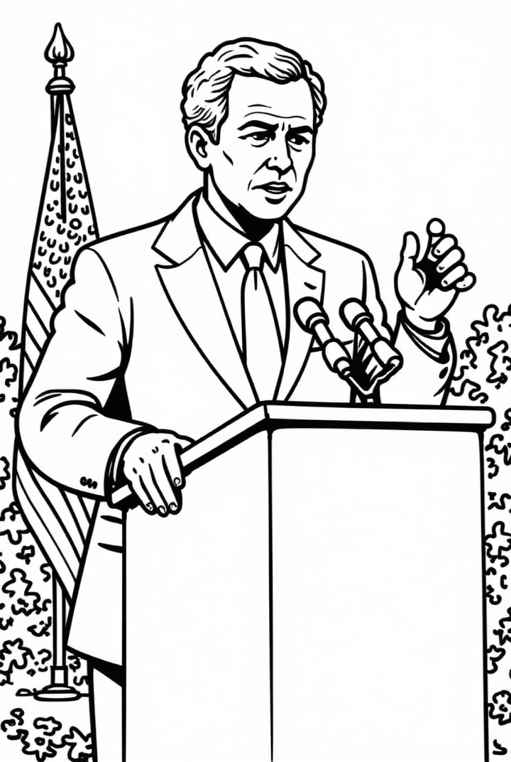 Malvorlage  PrÃ¤sident George W. Bush