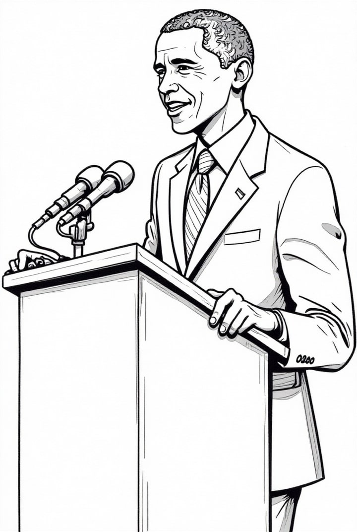 Malvorlage  PrÃ¤sident Obama hÃ¤lt eine Rede