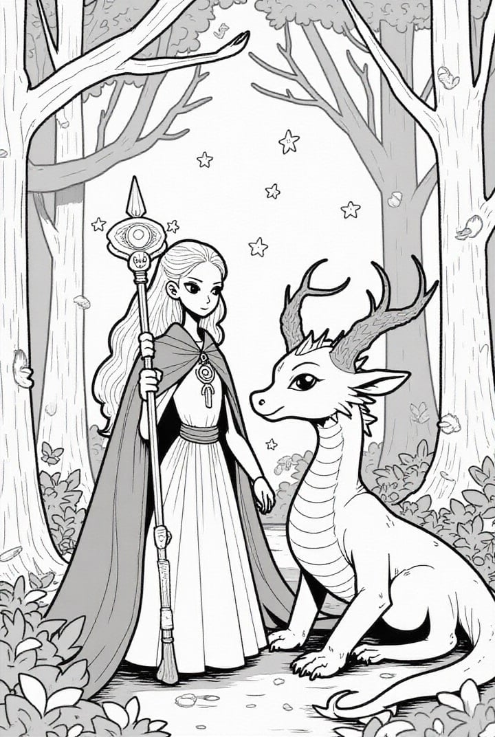 Prinzessin im Wald mit Drachen