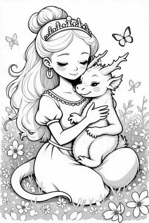 Prinzessin mit Baby Drachen