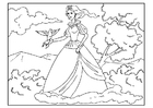 malvorlage Prinzessin mit Taube