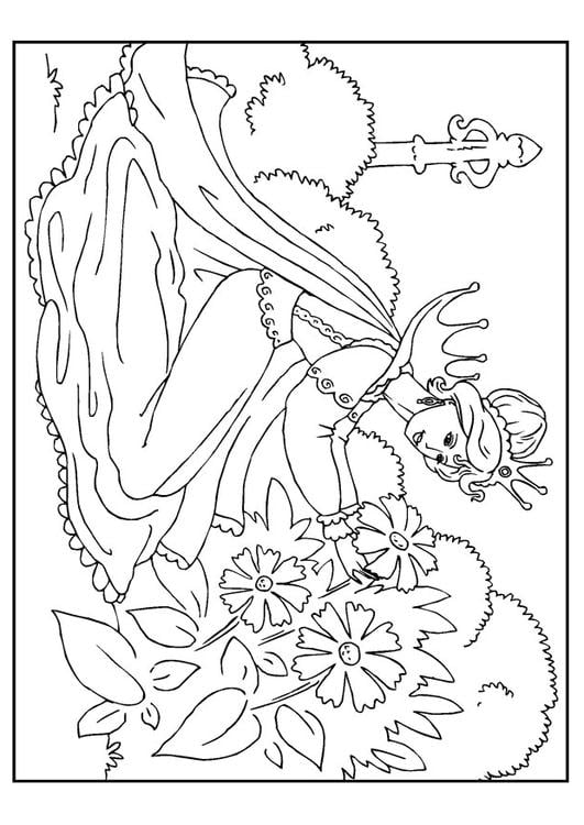 Malvorlage Prinzessin pflückt Blumen - Kostenlose Ausmalbilder Zum ...
