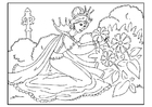malvorlage Prinzessin pflückt Blumen