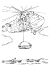 Malvorlage  Rettungsaktion mit Hubschrauber