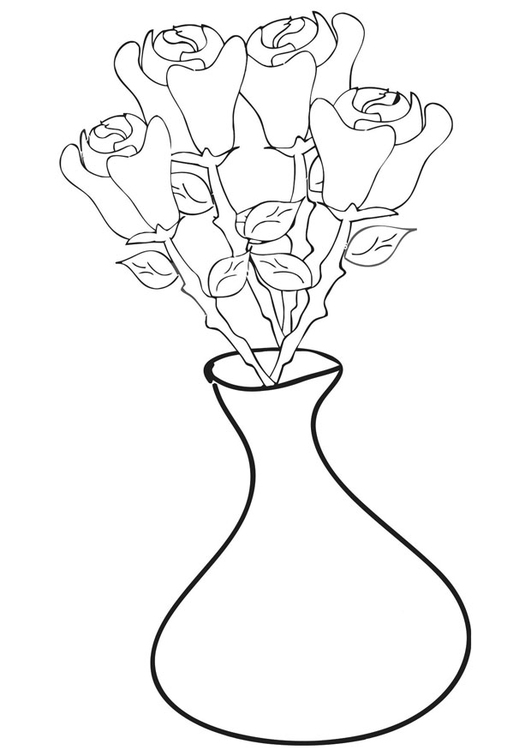 Malvorlage  Rosen in Vase