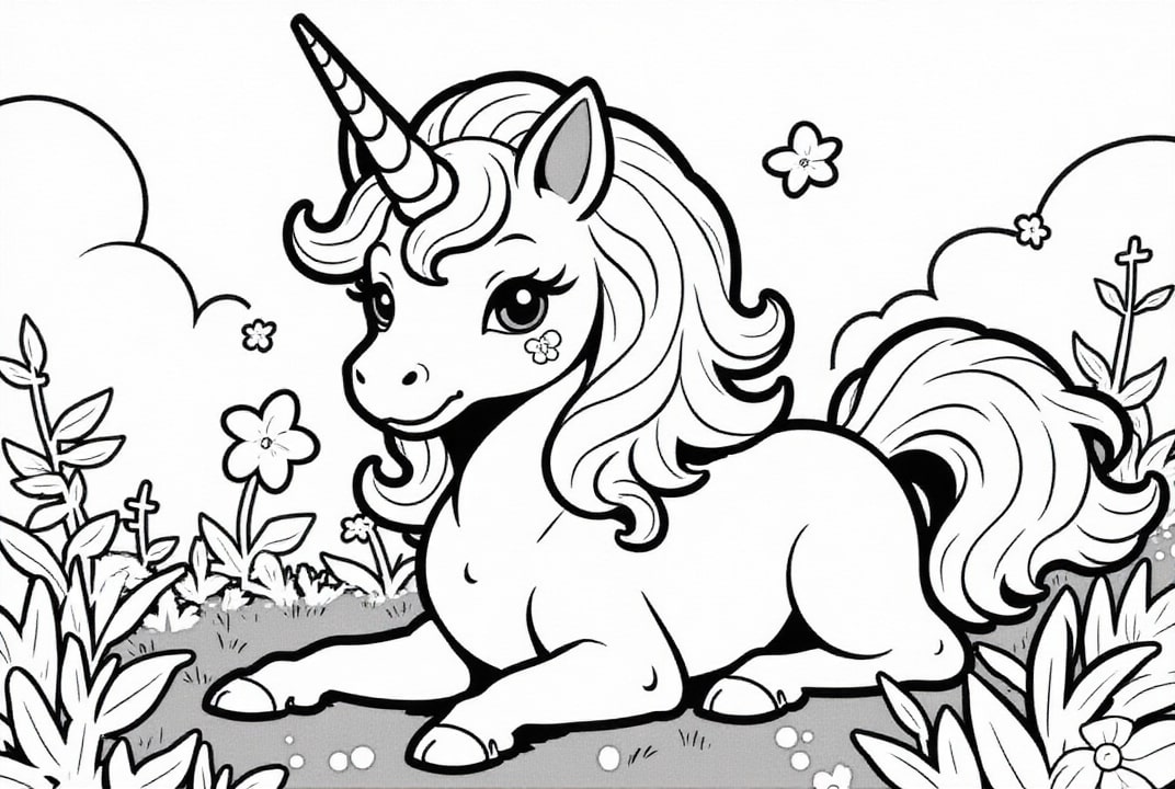süßes Einhorn auf der Wiese
