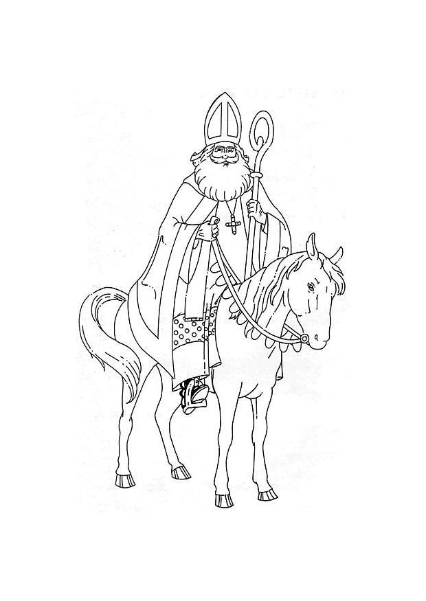malvorlage sankt nikolaus auf seinem pferd  kostenlose