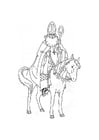 Malvorlage  Sankt Nikolaus auf seinem Pferd
