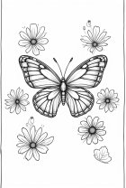 Malvorlage schmetterling zwischen den blumen