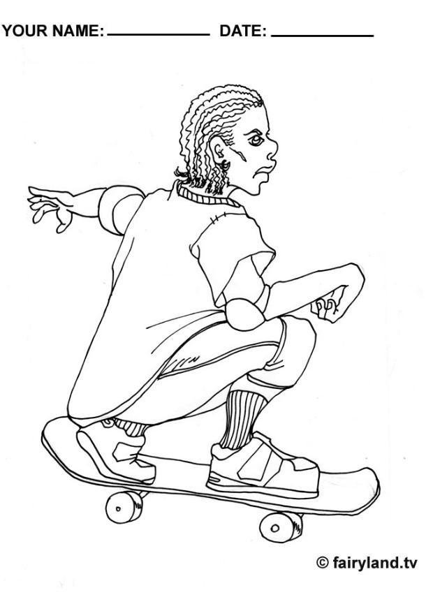 Malvorlage  Skateboarden cool