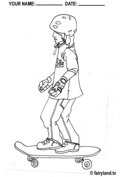 Malvorlage  Skateboarden Junge