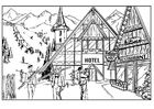 malvorlage Skifahren - Chalet