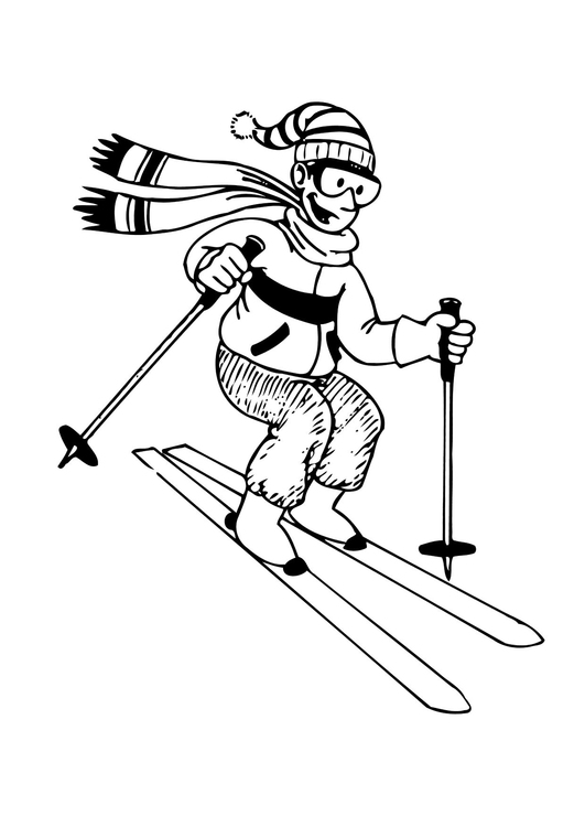 Malvorlage  Skifahren