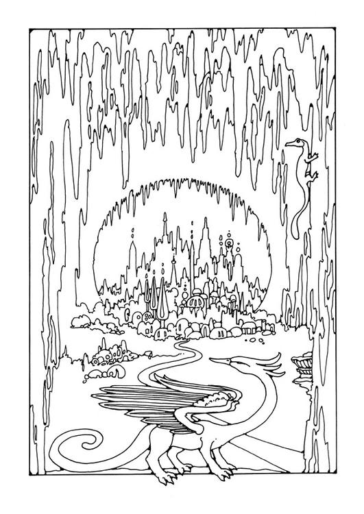 Stadt in Grotte