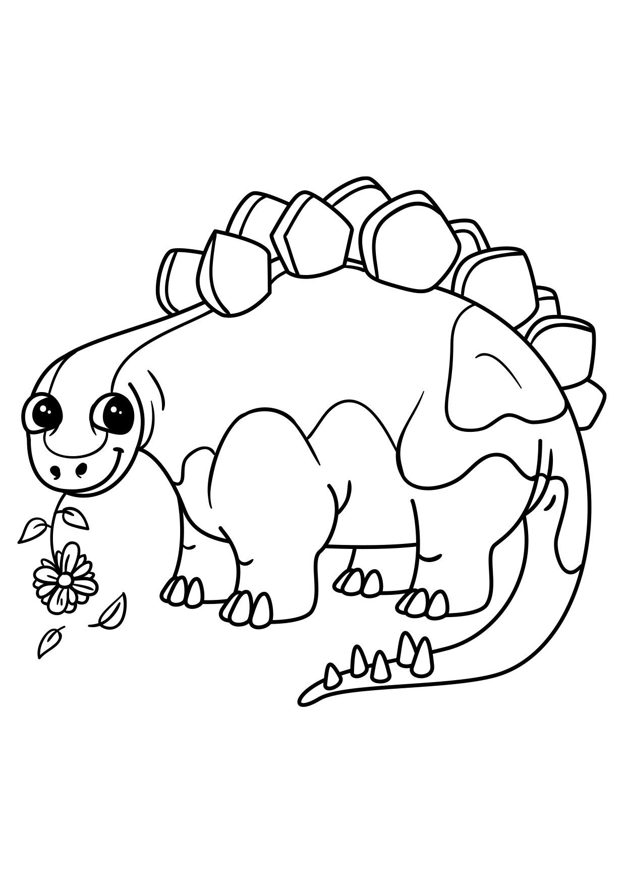 Malvorlage  Stegosaurus mit Blume