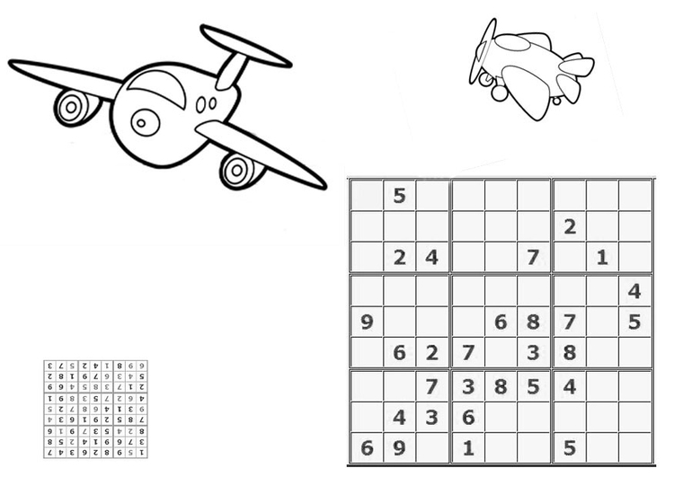 Malvorlage  Sudoku - Flugzeug